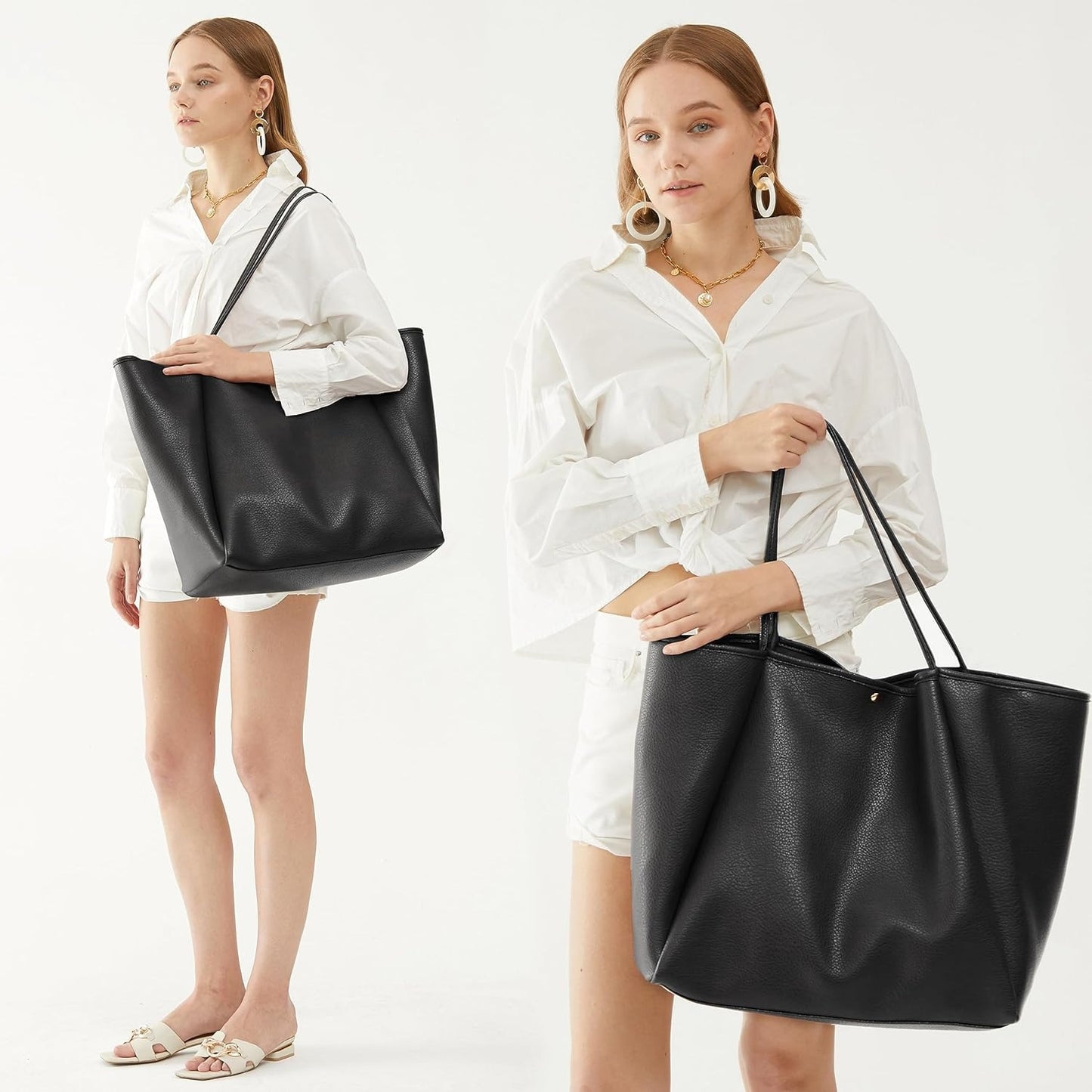 Oversized Vegan Leather Tote Women's Travel Bag