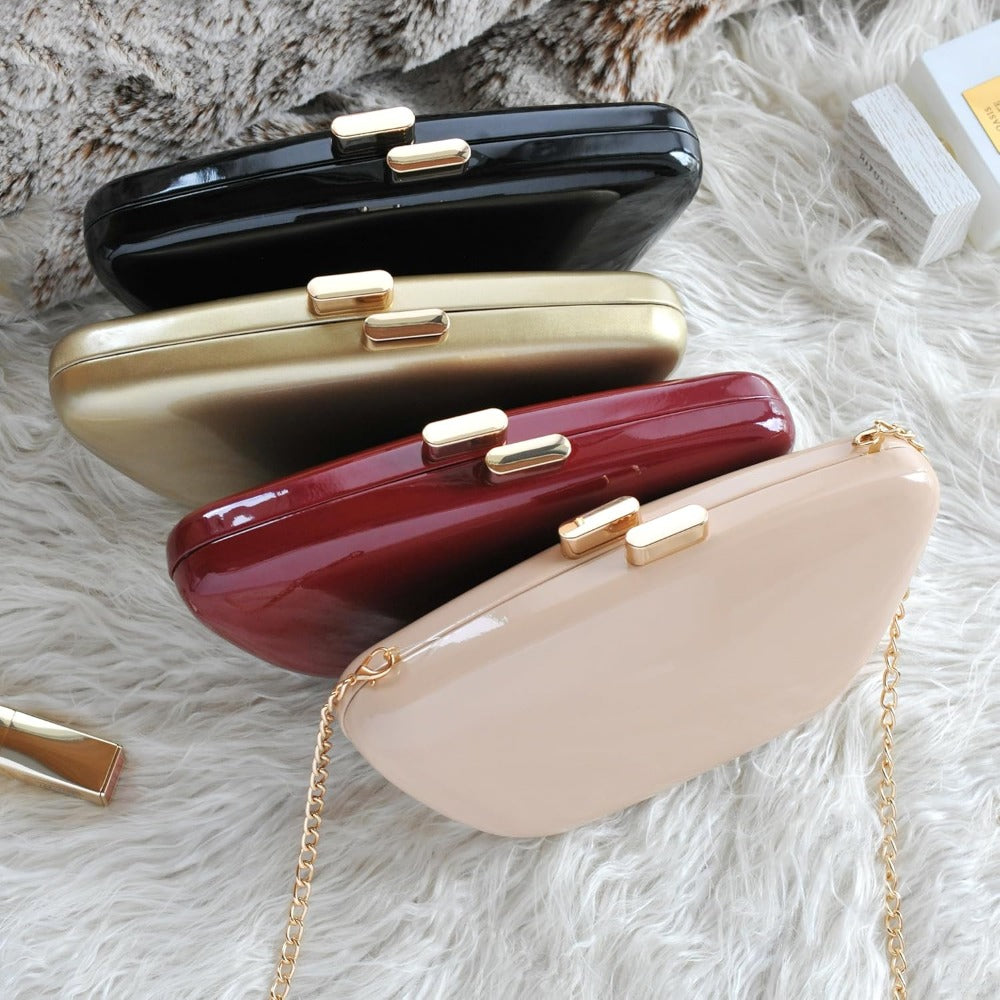 Glossy Patent Leather Evening Clutch Bag