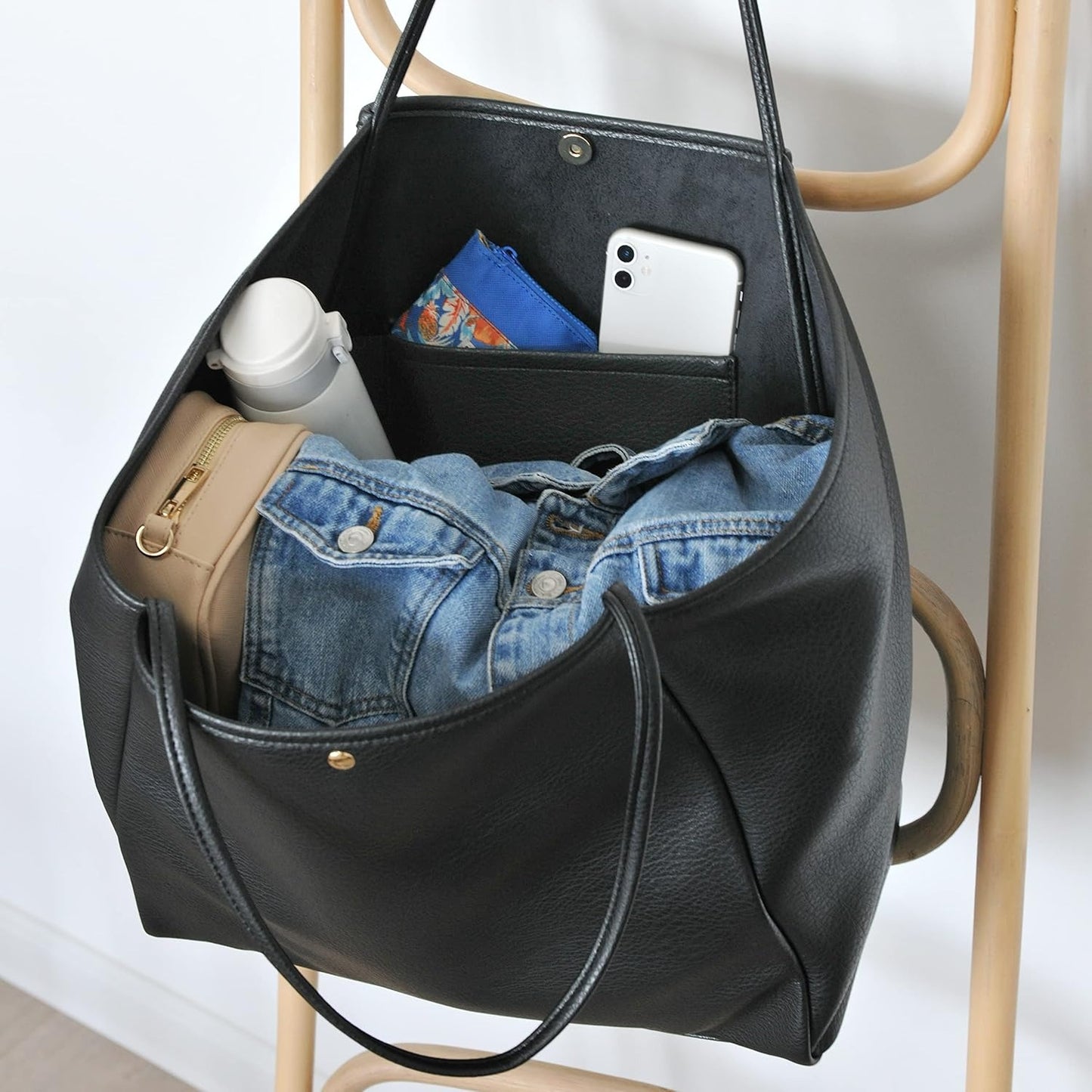 Oversized Vegan Leather Tote Women's Travel Bag