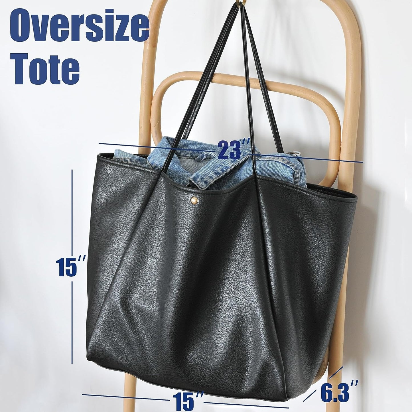 Oversized Vegan Leather Tote Women's Travel Bag