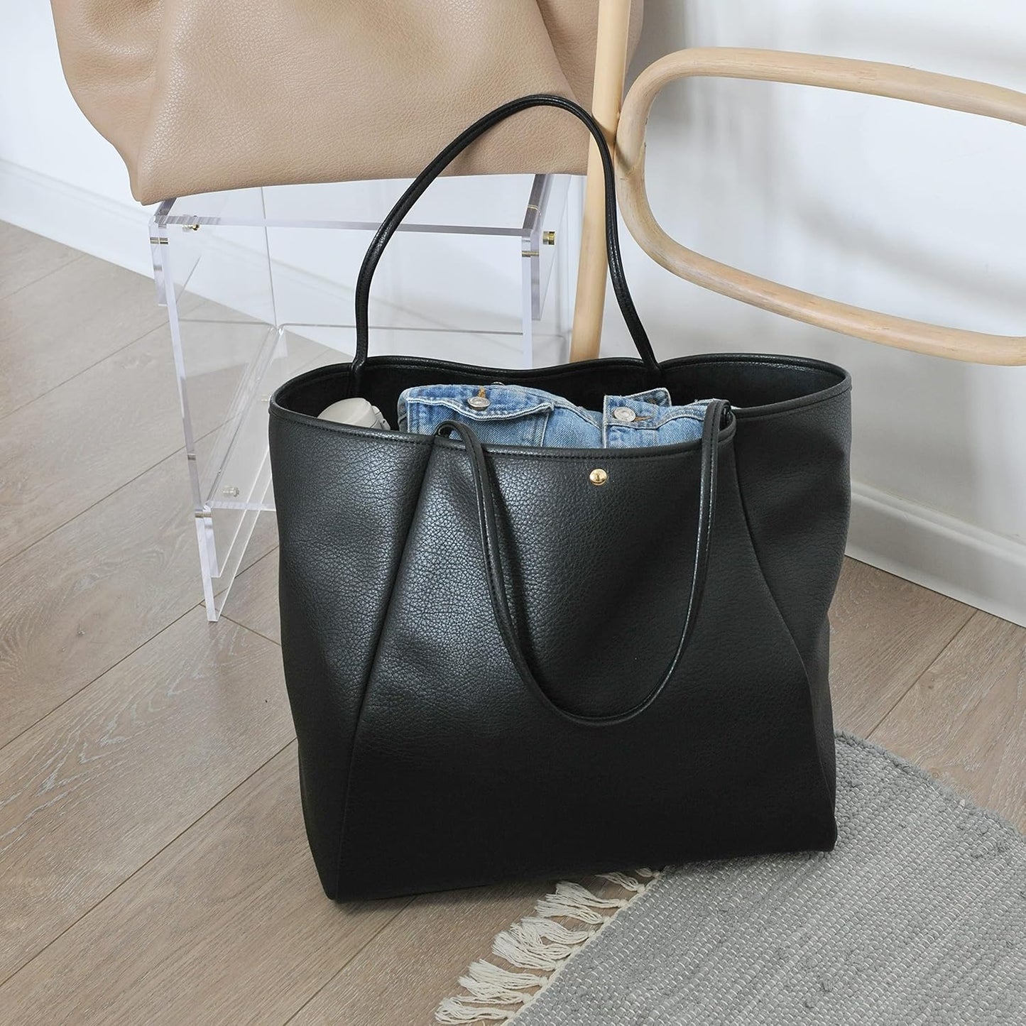 Oversized Vegan Leather Tote Women's Travel Bag