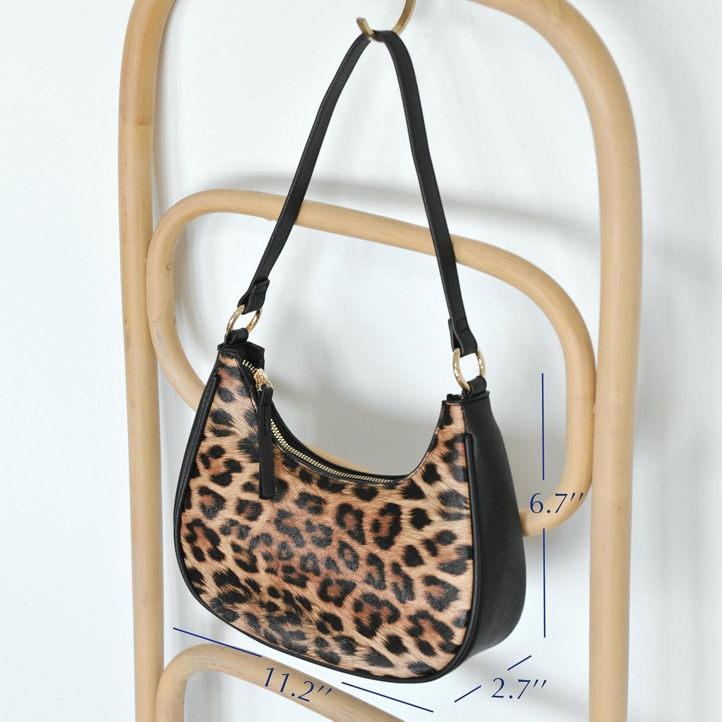 Crescent Shoulder Bag for Women Leopard Print