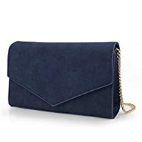 Minimalist Evening Envelope Clutch Chain Shoulder Bag Women Faux Leather Suede Purse - Hoxis Bags