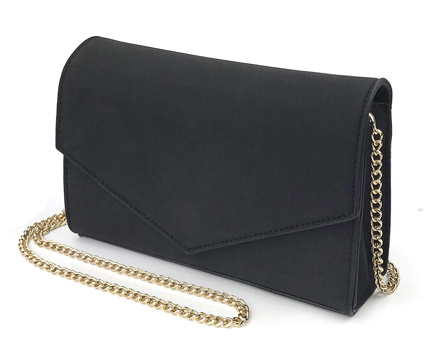 Minimalist Evening Envelope Clutch Chain Shoulder Bag Women Faux Leather Suede Purse - Hoxis Bags