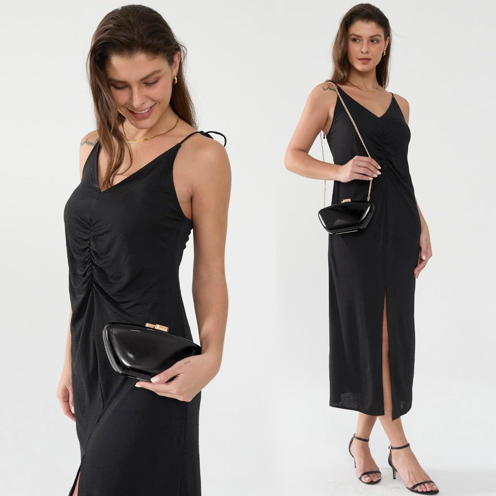 Glossy Patent Leather Evening Clutch Bag