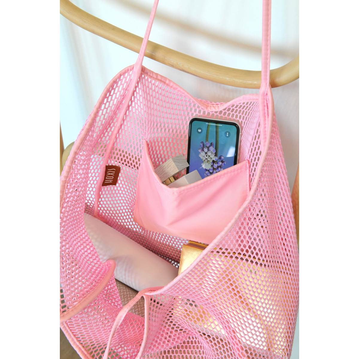 Mesh Beach Tote Pink