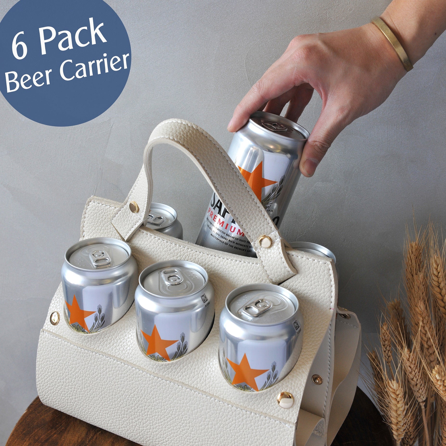 6 Pack Beer Caddy Beer Carrier Vegan Leather Bottle Holder for Party –  Hoxis Bags