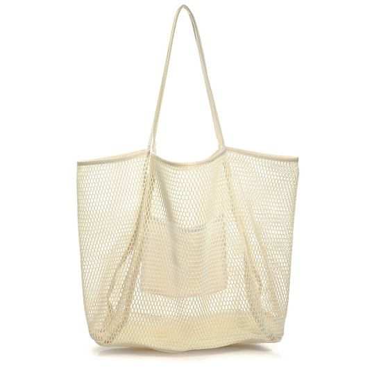 Mesh Beach Tote Beige