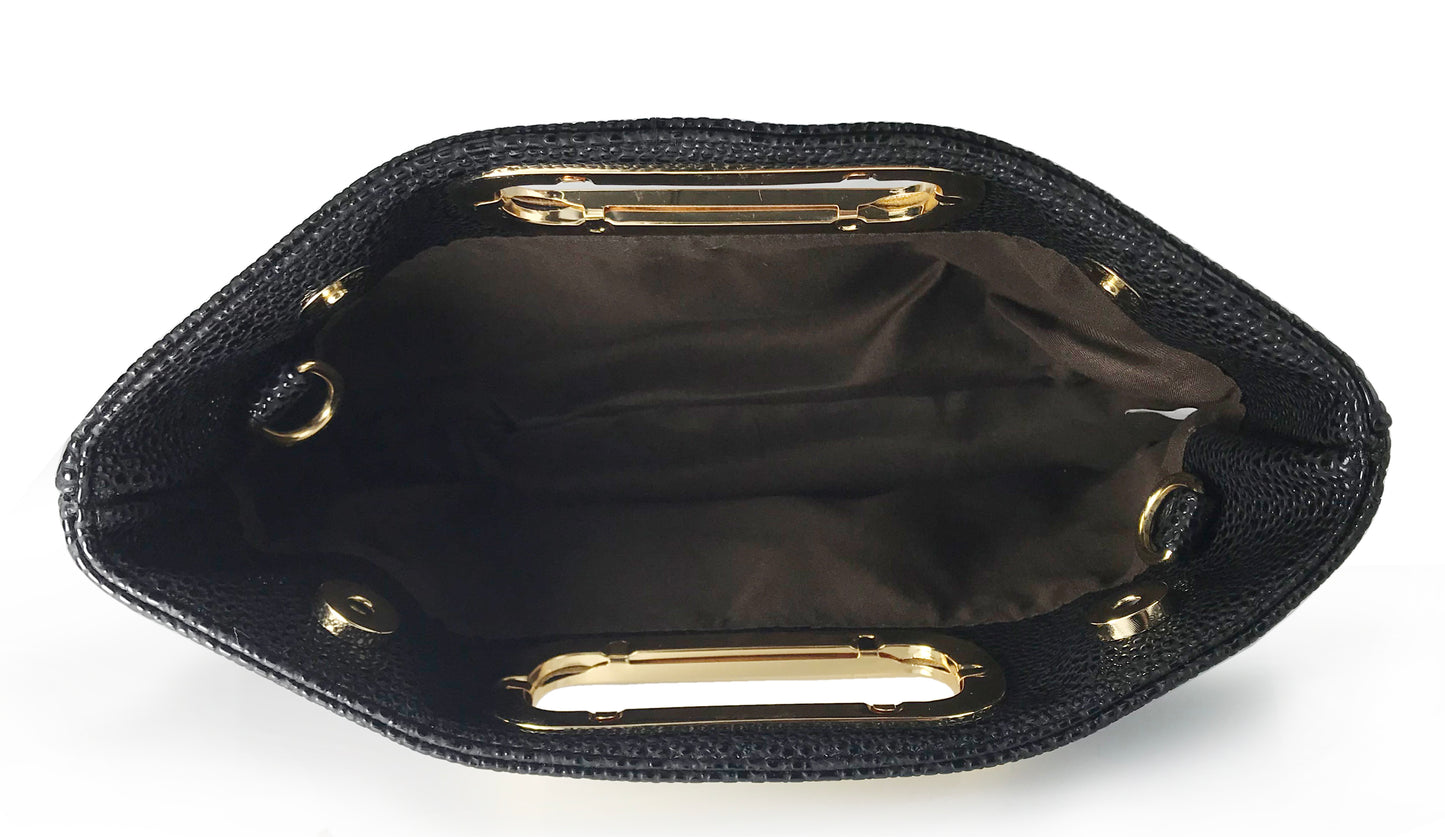 Cut Out Metal Handle Handbag