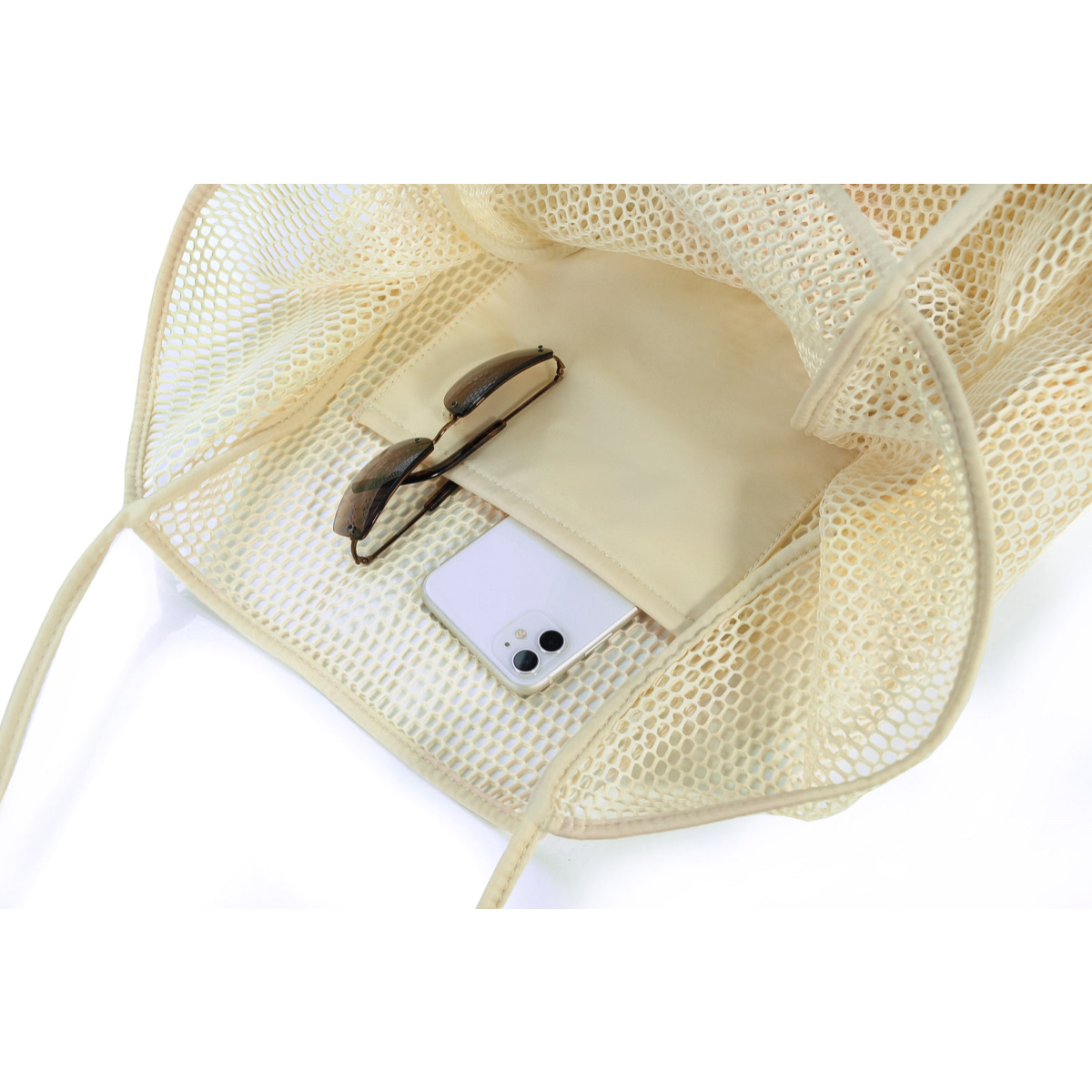 Mesh Beach Tote Beige