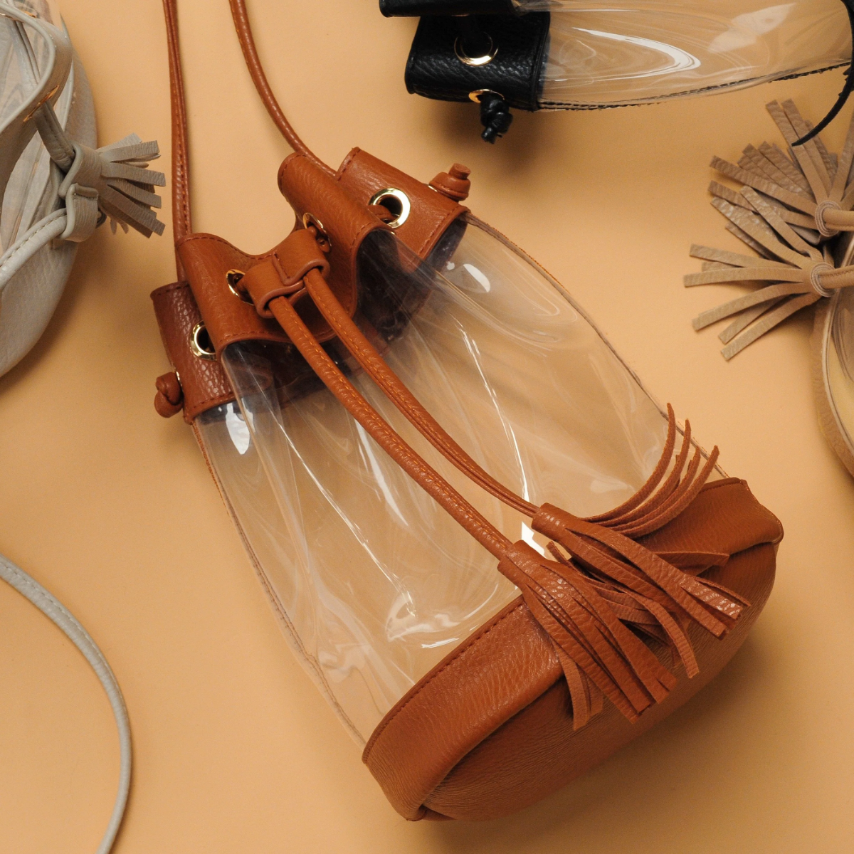 Clear Drawstring Bucket Crossbody