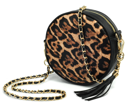 Round Crossbody Bag Leopard