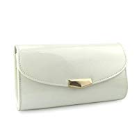 Women Glossy Evening Clutch Faux Patent Leather Chain Shoulder Bag Large Capacity Purse - Hoxis Bags