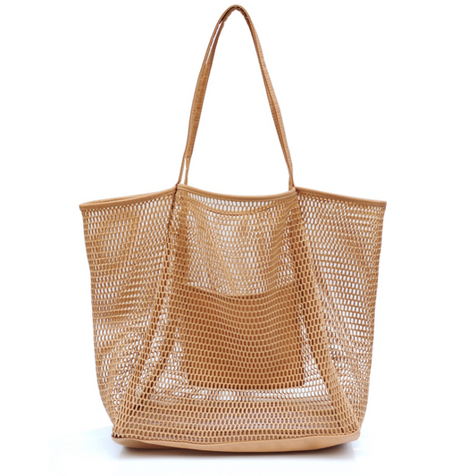 Mesh Beach Tote Tan