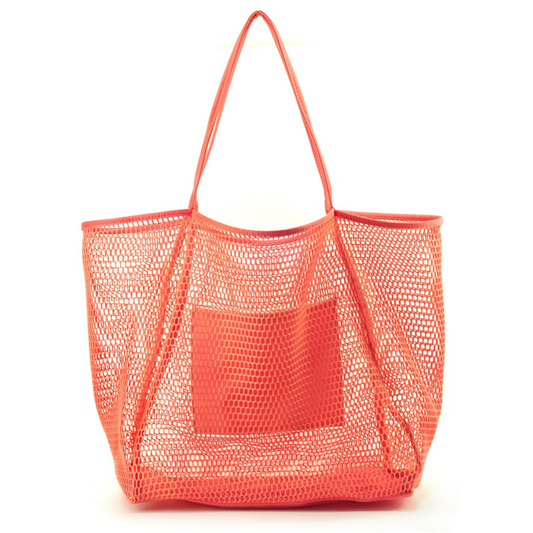 Mesh Beach Tote Coral