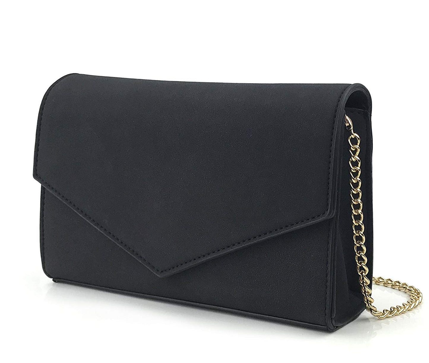 Minimalist Evening Envelope Clutch Chain Shoulder Bag Women Faux Leather Suede Purse - Hoxis Bags