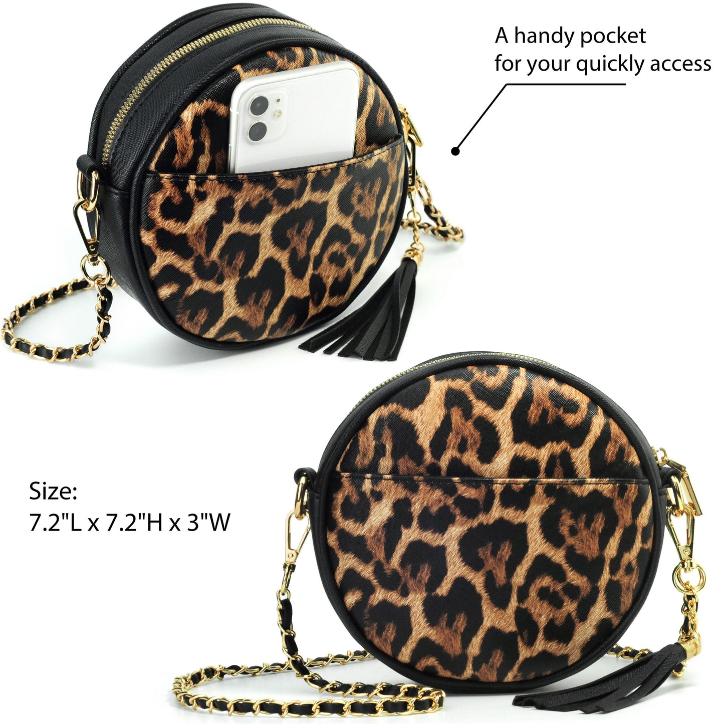 Round Crossbody Bag Leopard