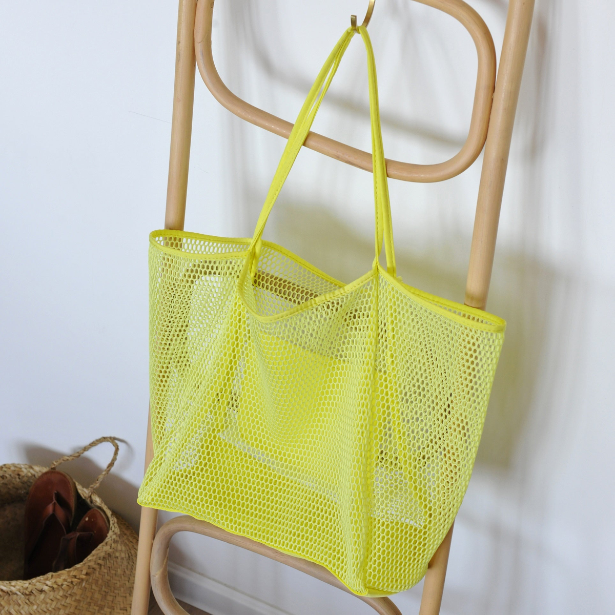 Mesh Beach Tote Yellow