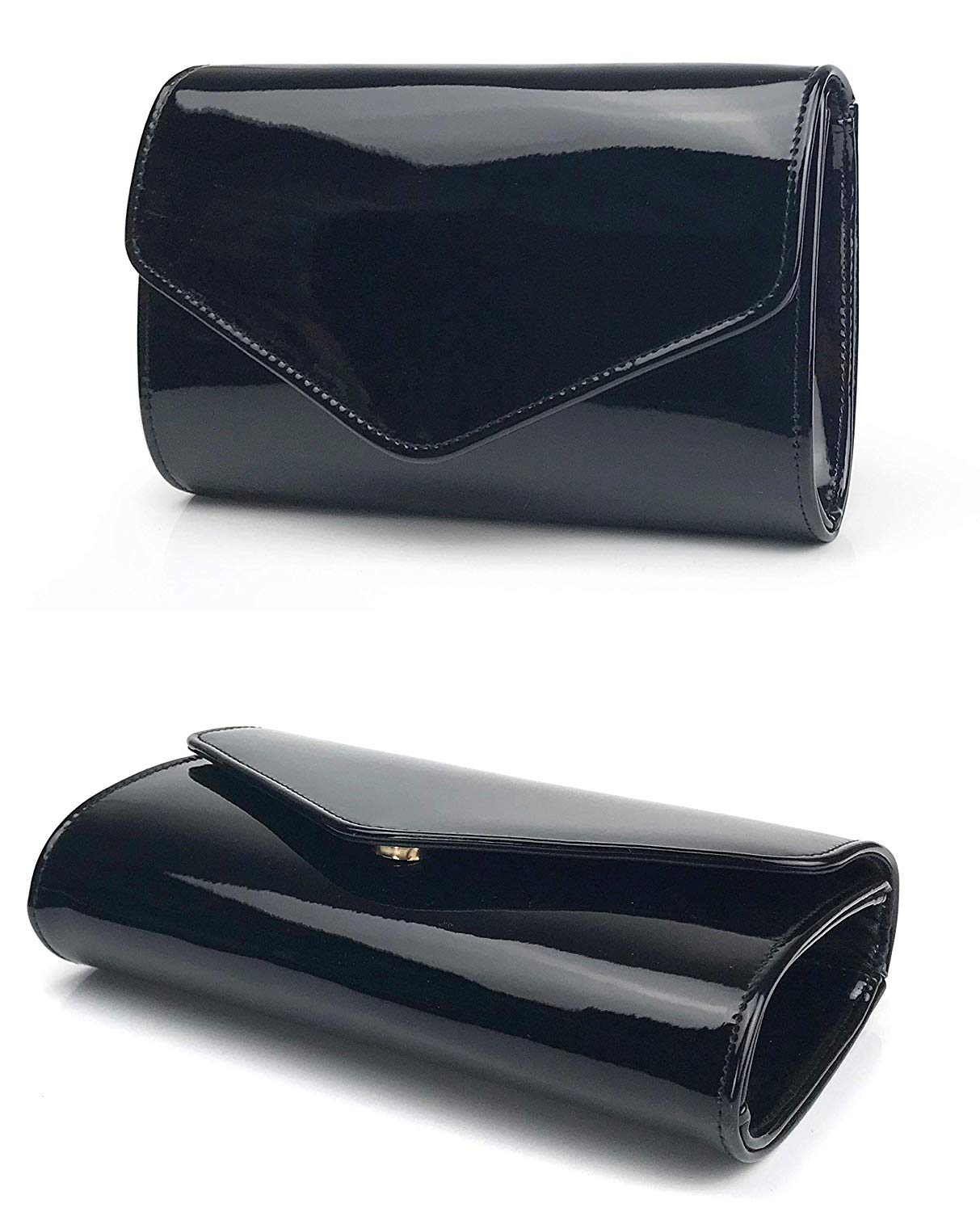 Glossy Envelope Evening Clutch Faux Patent Leather Women Chain Shoulder Bag Solid Color Purse - Hoxis Bags