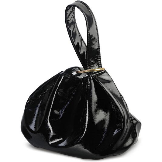 Women's Glossy Clutch Patent Vegan Leather Hobo Top Handle Bag Small Tote