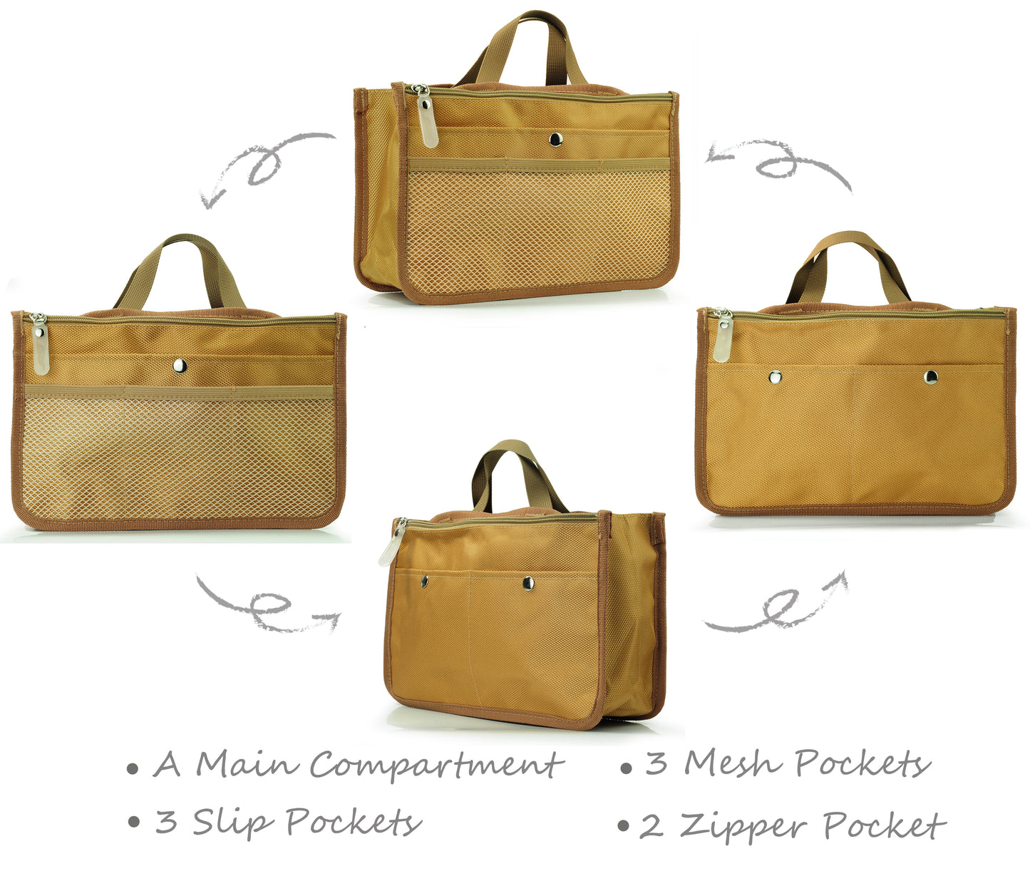 Hoxis Insert Organizer 13 Pockets Organizer Purse 10.6” X 6.3” Bag in Bag