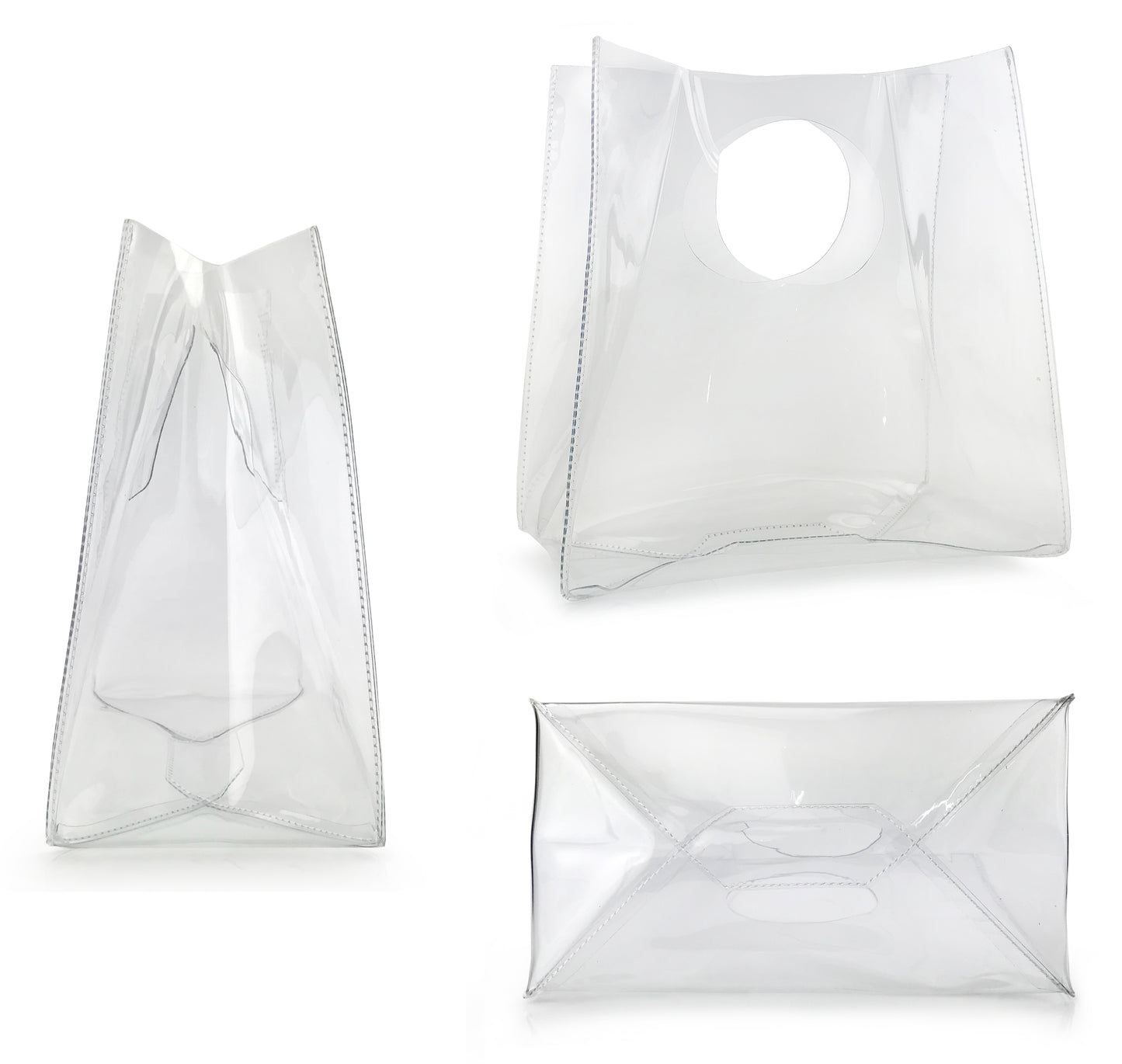 Minimalist Clear Handbag Womens Clutch with Drawstring Pouch - Hoxis Bags