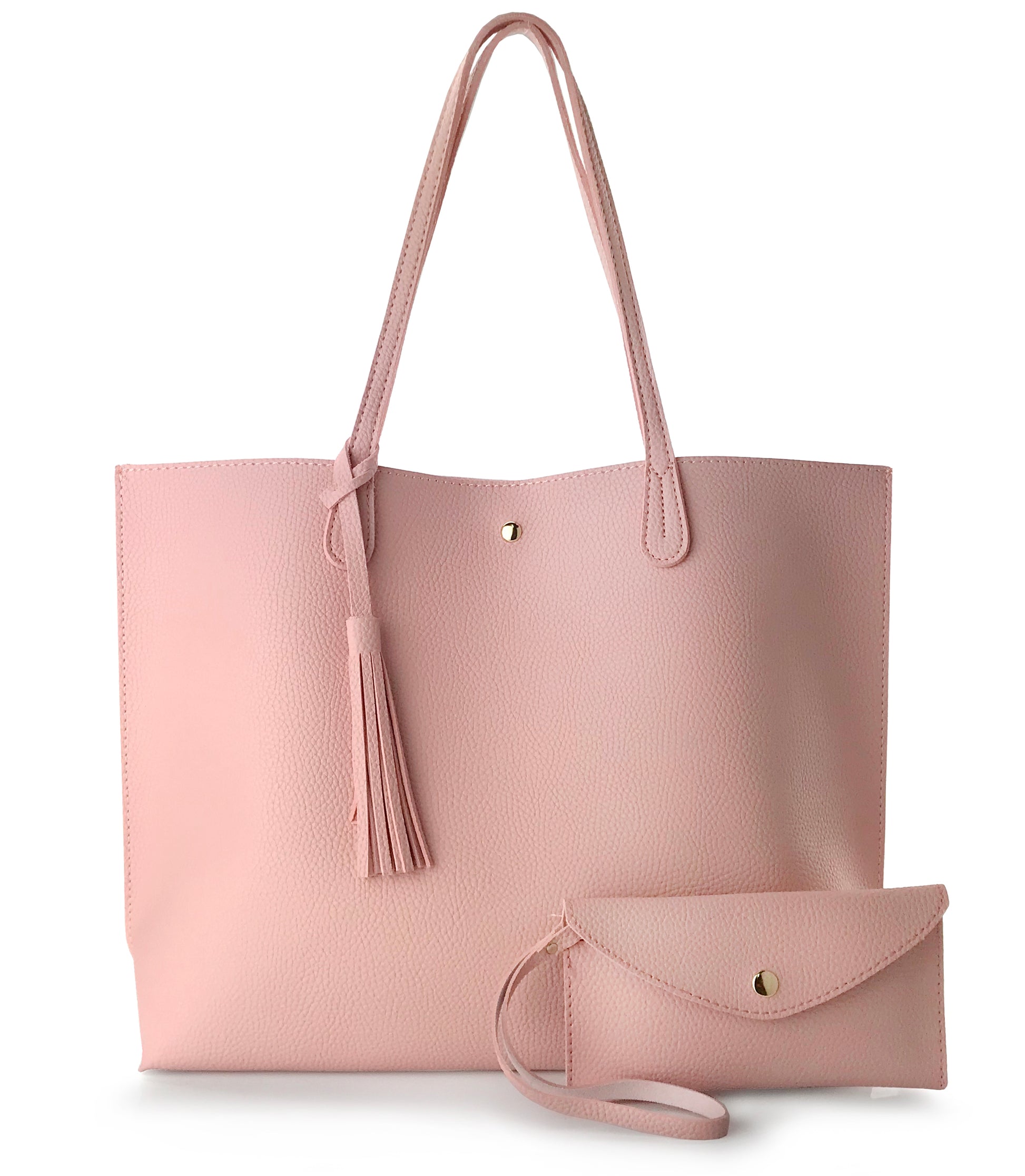 Minimalist Clean Cut Pebbled Faux Leather Tote Womens Shoulder Handbag - Hoxis Bags