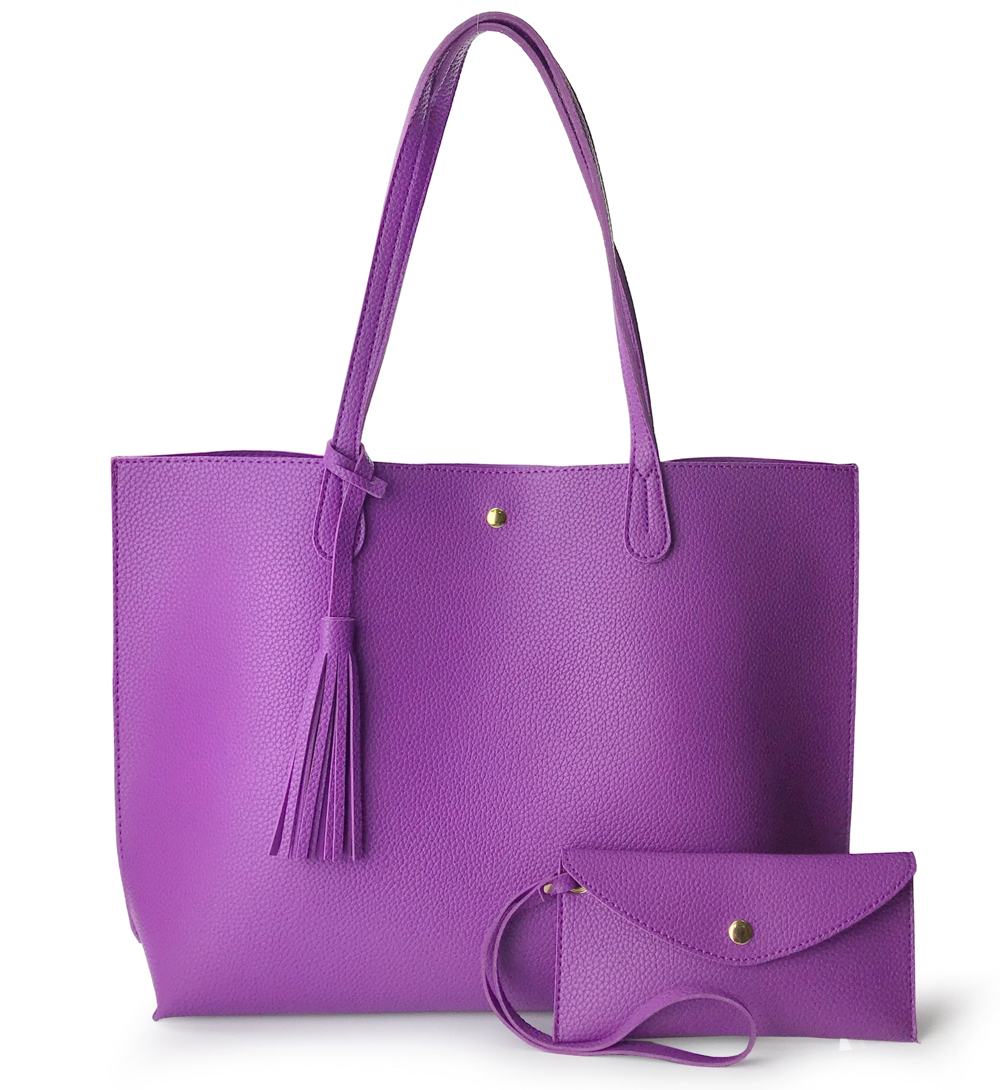 Minimalist Clean Cut Pebbled Faux Leather Tote Womens Shoulder Handbag - Hoxis Bags