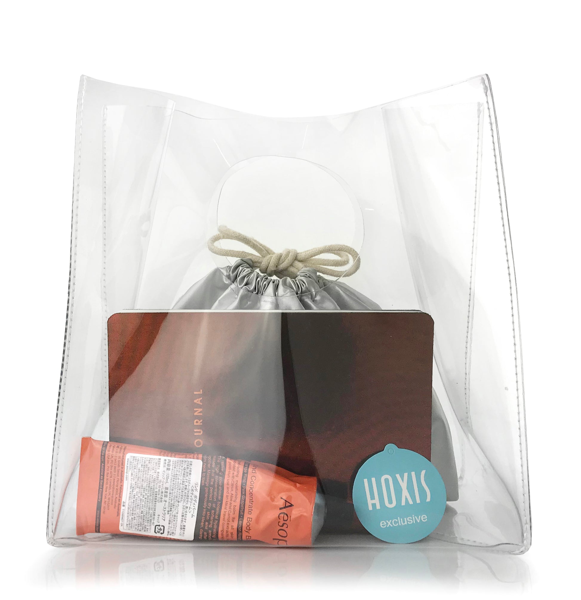 Minimalist Clear Handbag Womens Clutch with Drawstring Pouch - Hoxis Bags