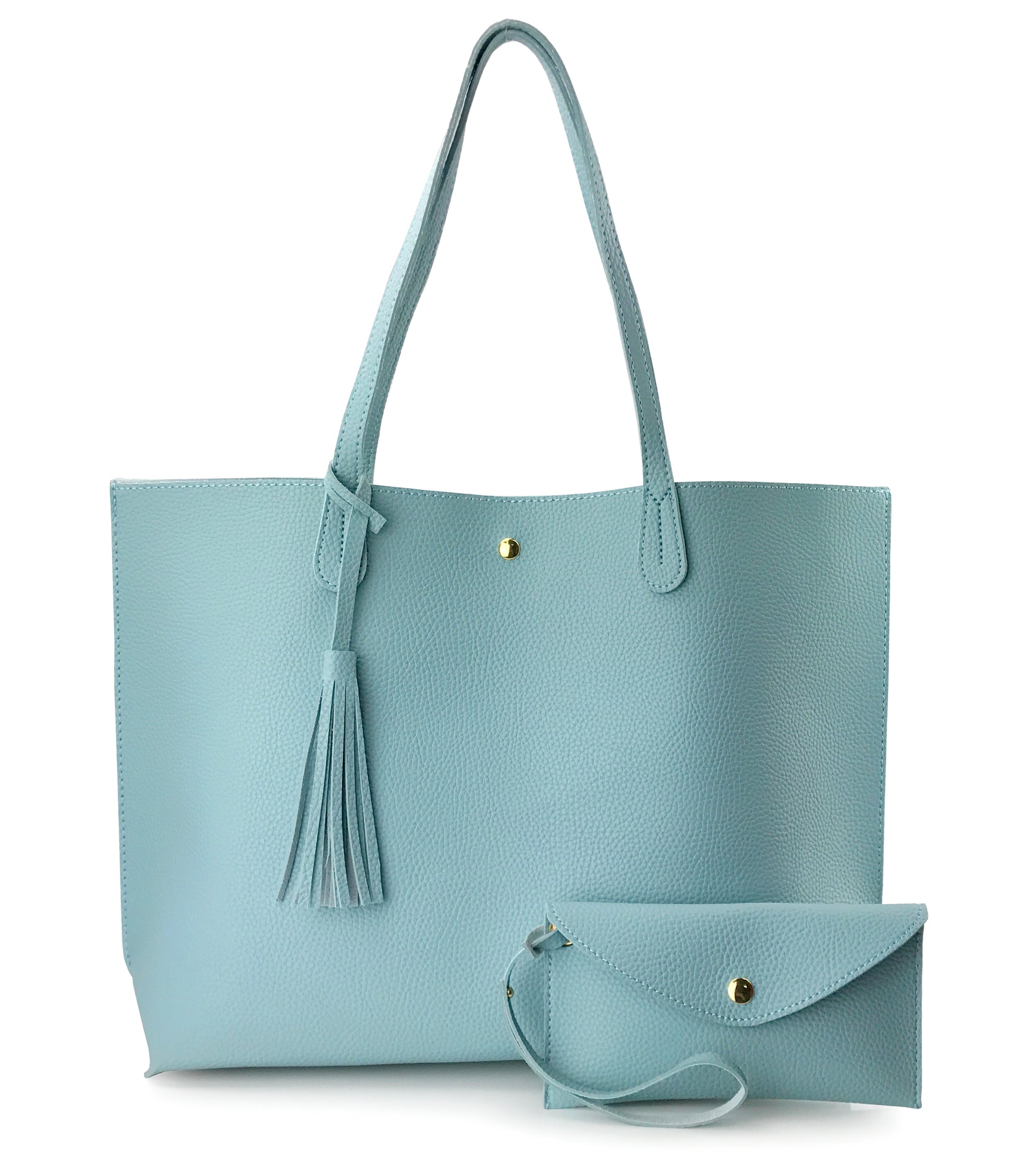 Minimalist Clean Cut Pebbled Faux Leather Tote Womens Shoulder Handbag - Hoxis Bags