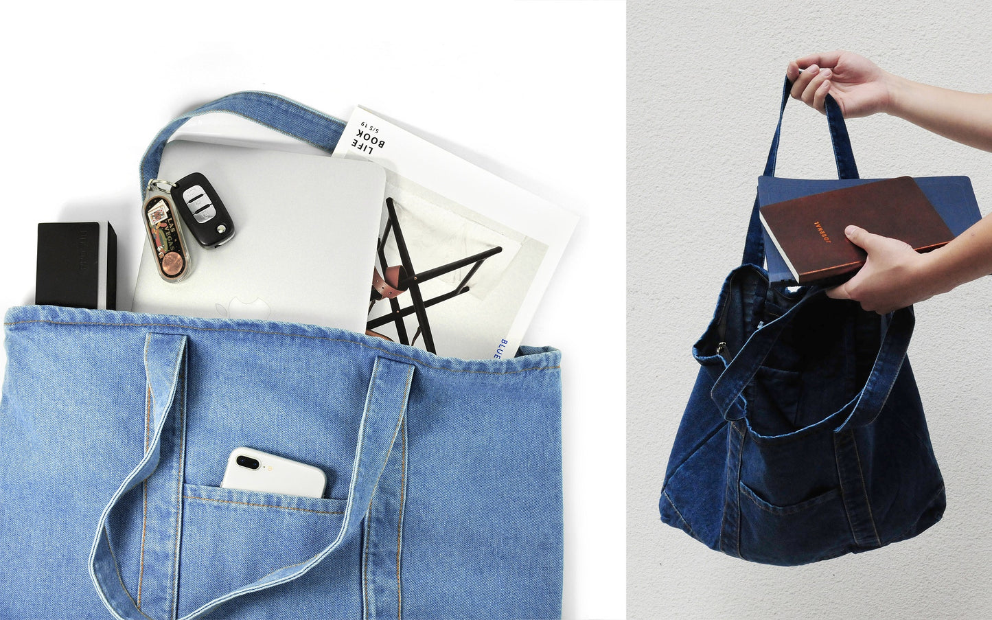 Denim Tote Unisex Shopper