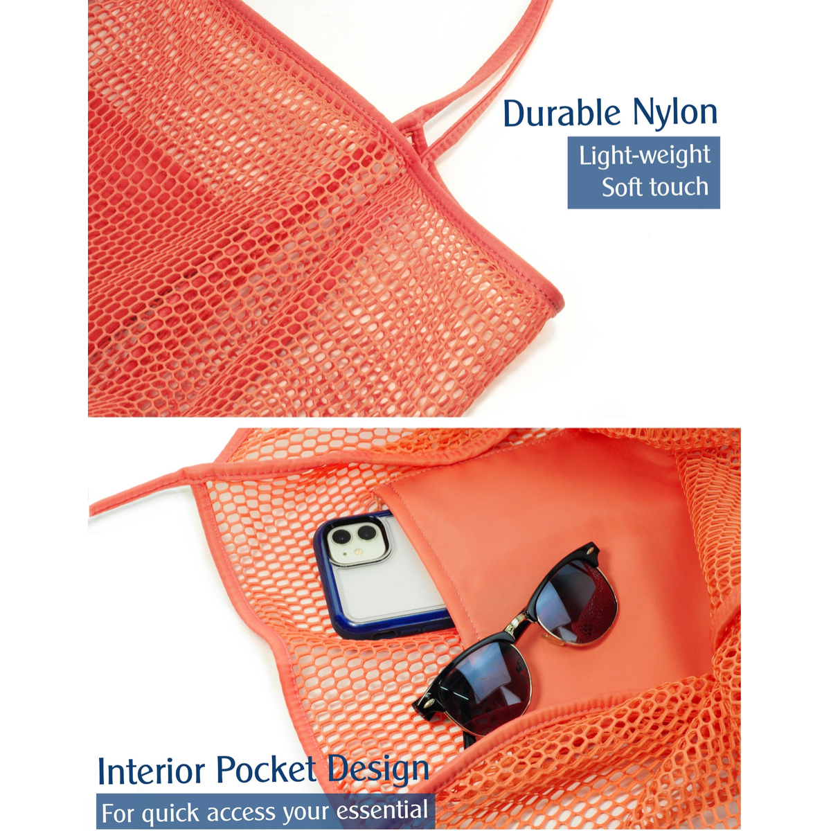 Mesh Beach Tote Coral
