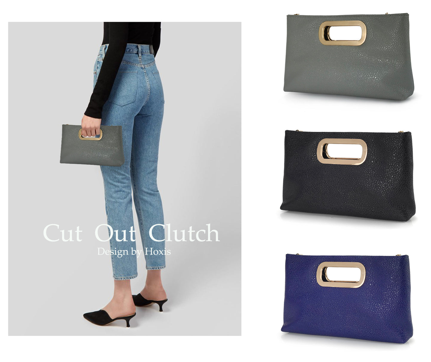 Cut Out Metal Handle Handbag